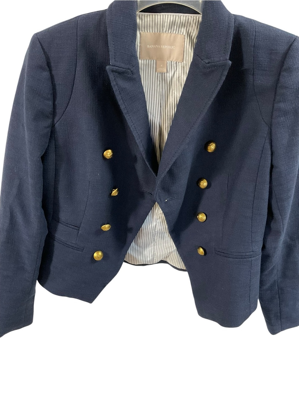 Banana Republic Military Cut Away Sailor Blazer Double Breasted Navy sz. 4 - Picture 5 of 16
